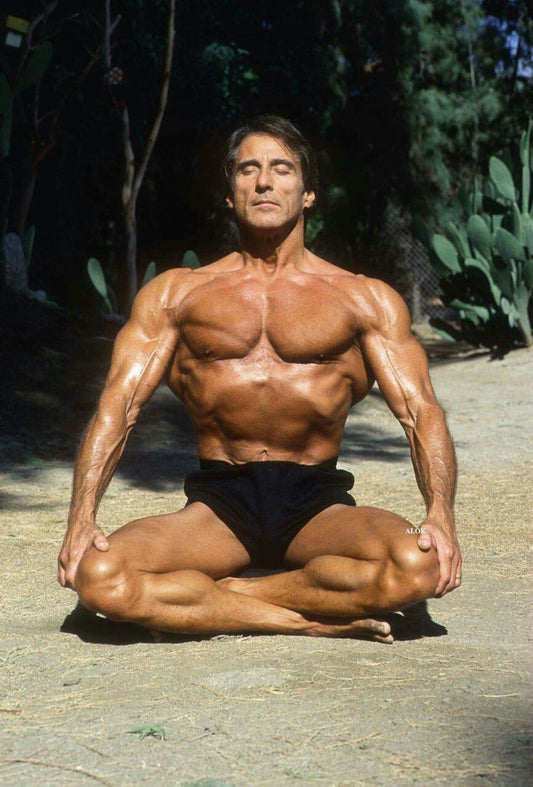 Man training hard in the gym