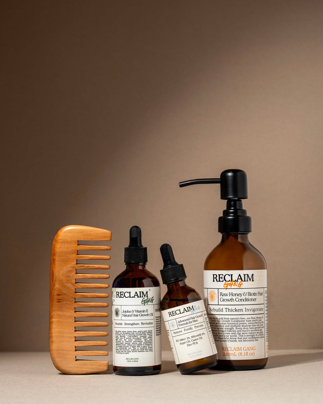 The Reclaim Gang hair loss product lineup